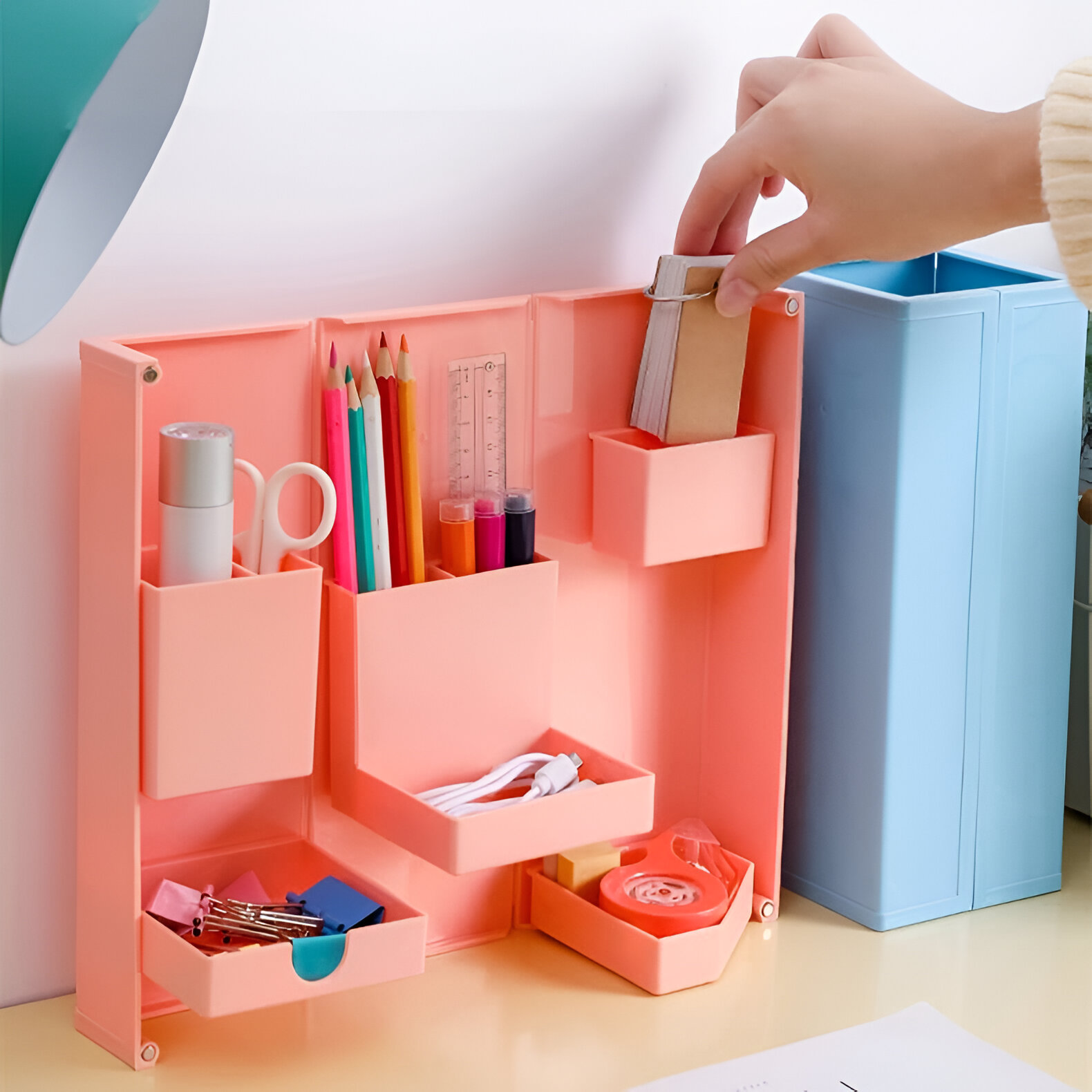 ORGANIZADOR ESCRITORIO PORTA LÁPIZ OFICINA PLEGABLE CAJA JER - 4