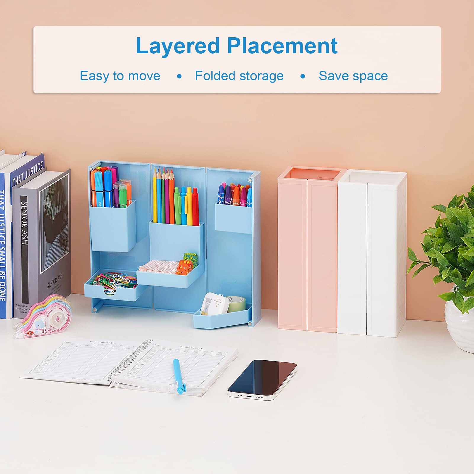 ORGANIZADOR ESCRITORIO PORTA LÁPIZ OFICINA PLEGABLE CAJA JER - 8