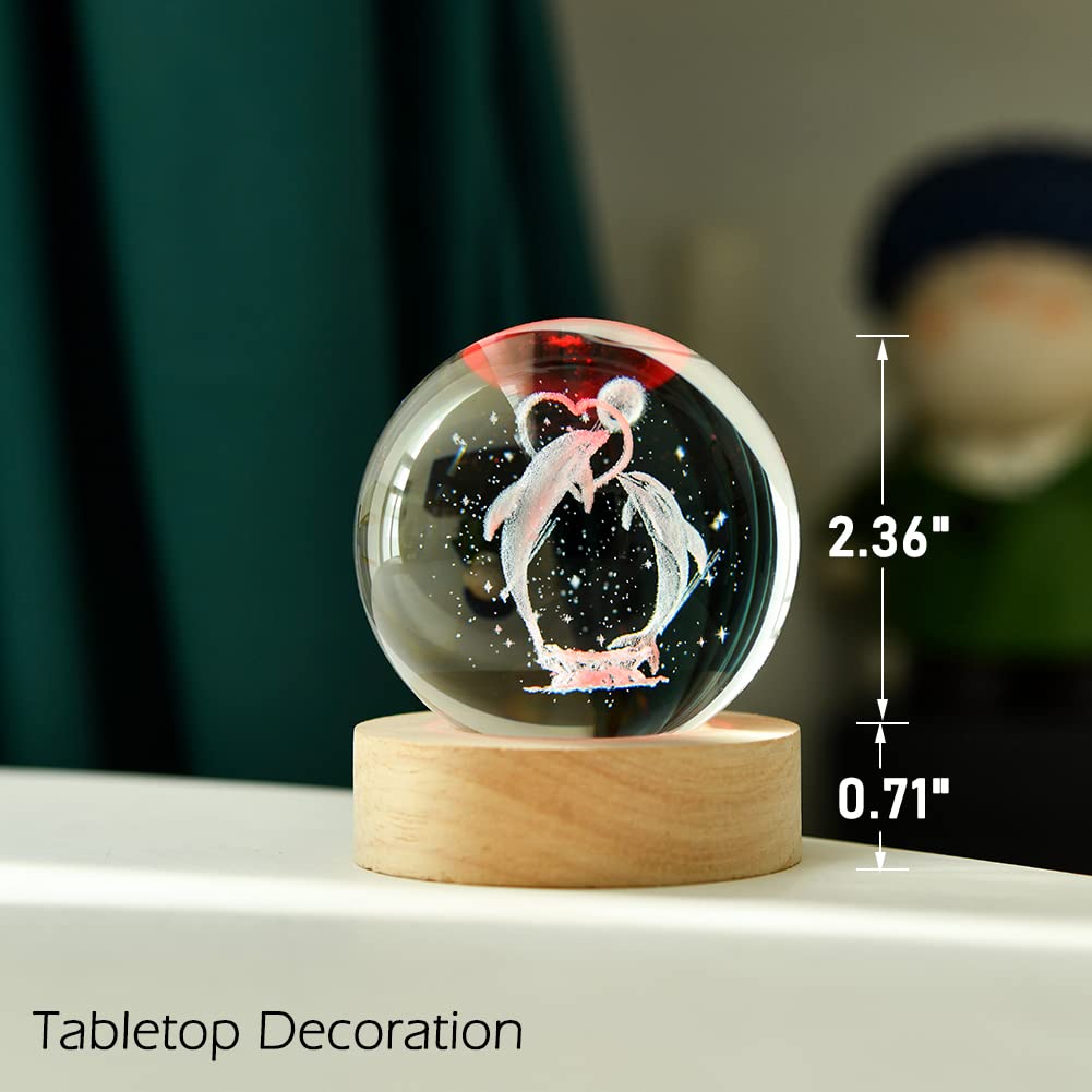 LAMPARA MESA ESFERA 3D ILUMINACION COLORIDA DELFINES JER - 6