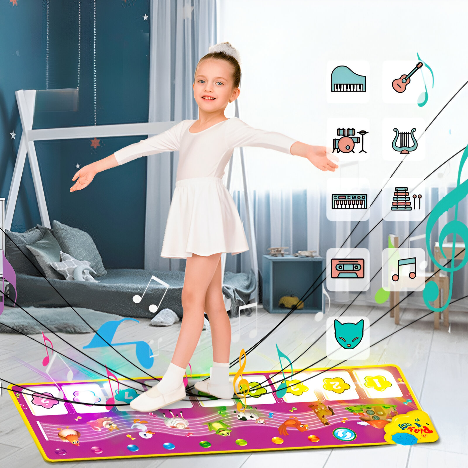 TAPETE MUSICAL BAILE MÚSICA BEBES SONIDO INSTRUMENTAL JER - 4