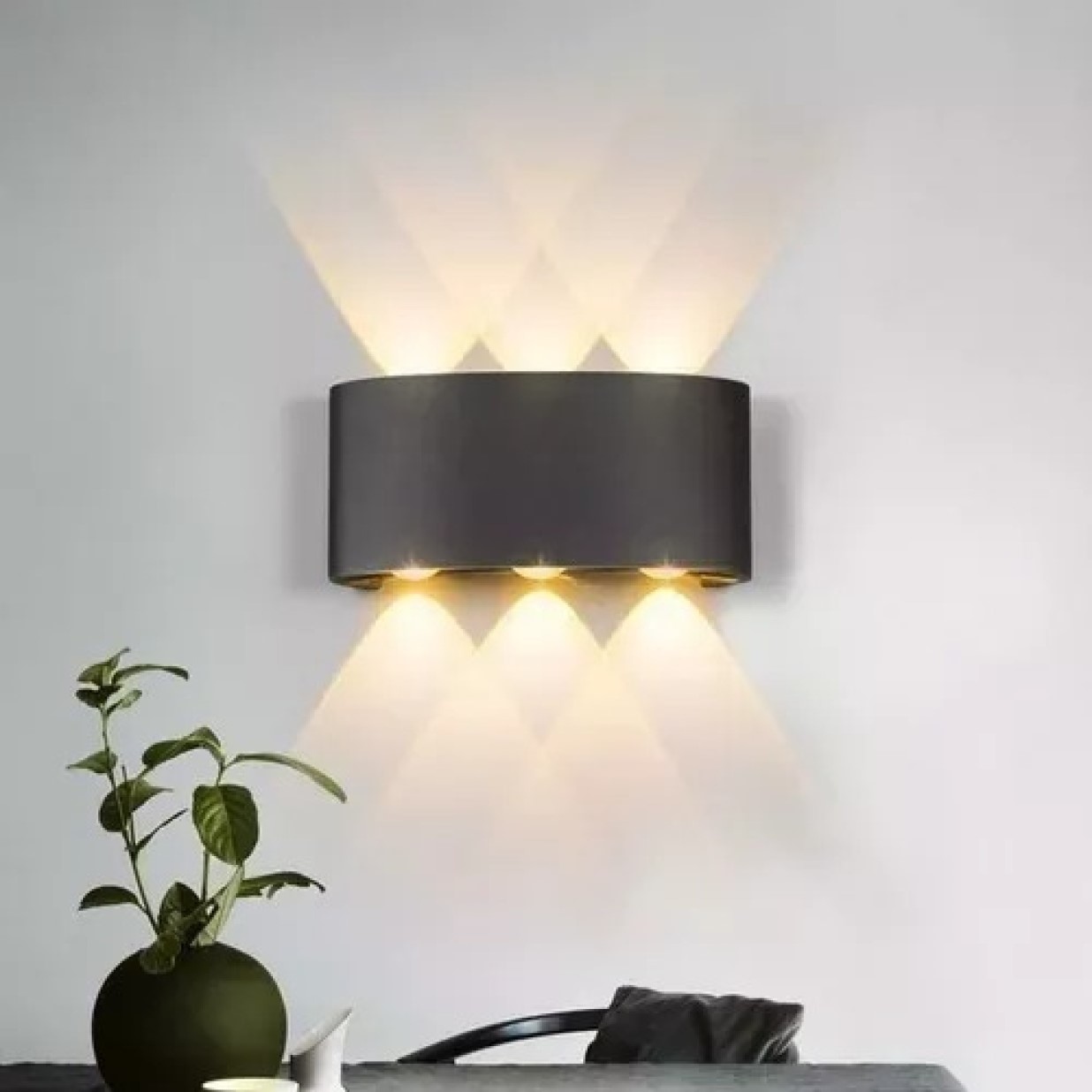APLIQUE NEGRO LUZ CALIDA LINEAL TRIPLE ALUMINIO 6W LAU - 3