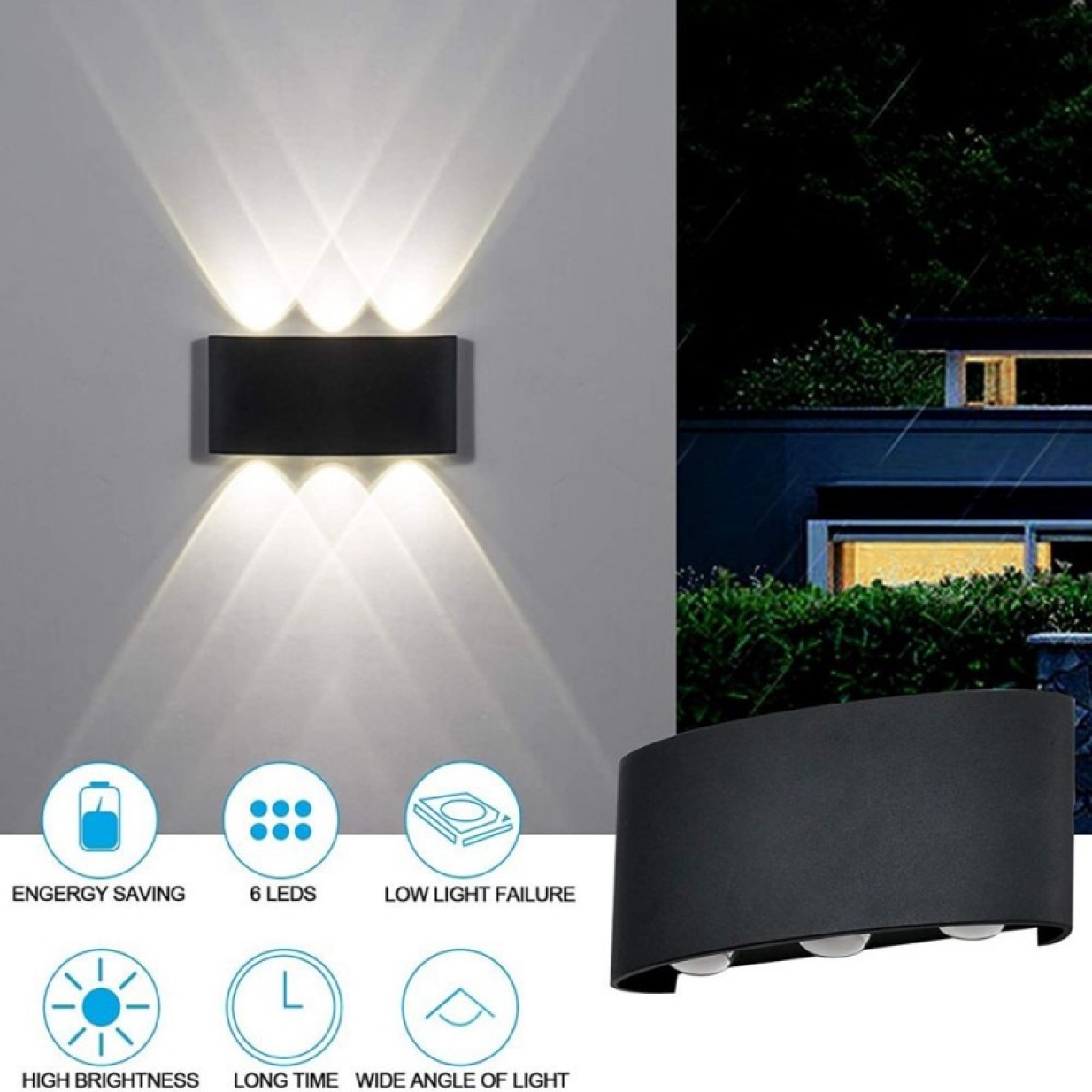 APLIQUE NEGRO LUZ CALIDA LINEAL TRIPLE ALUMINIO 6W LAU - 4