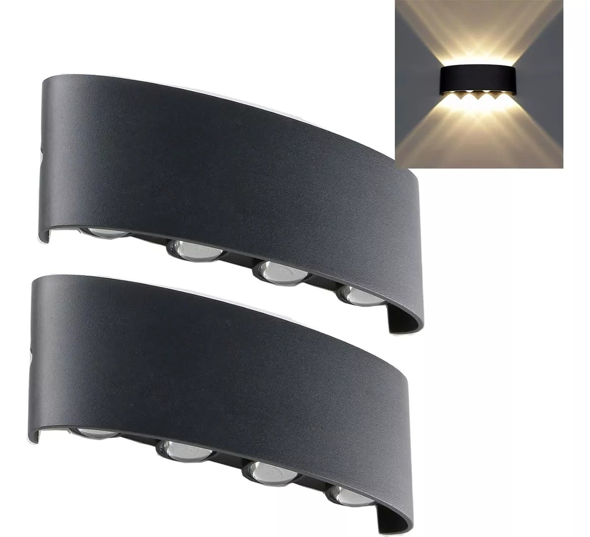 APLIQUE 8 FOCOS LED EXTERIORES PARED LUZ CALIDA LAU - 1
