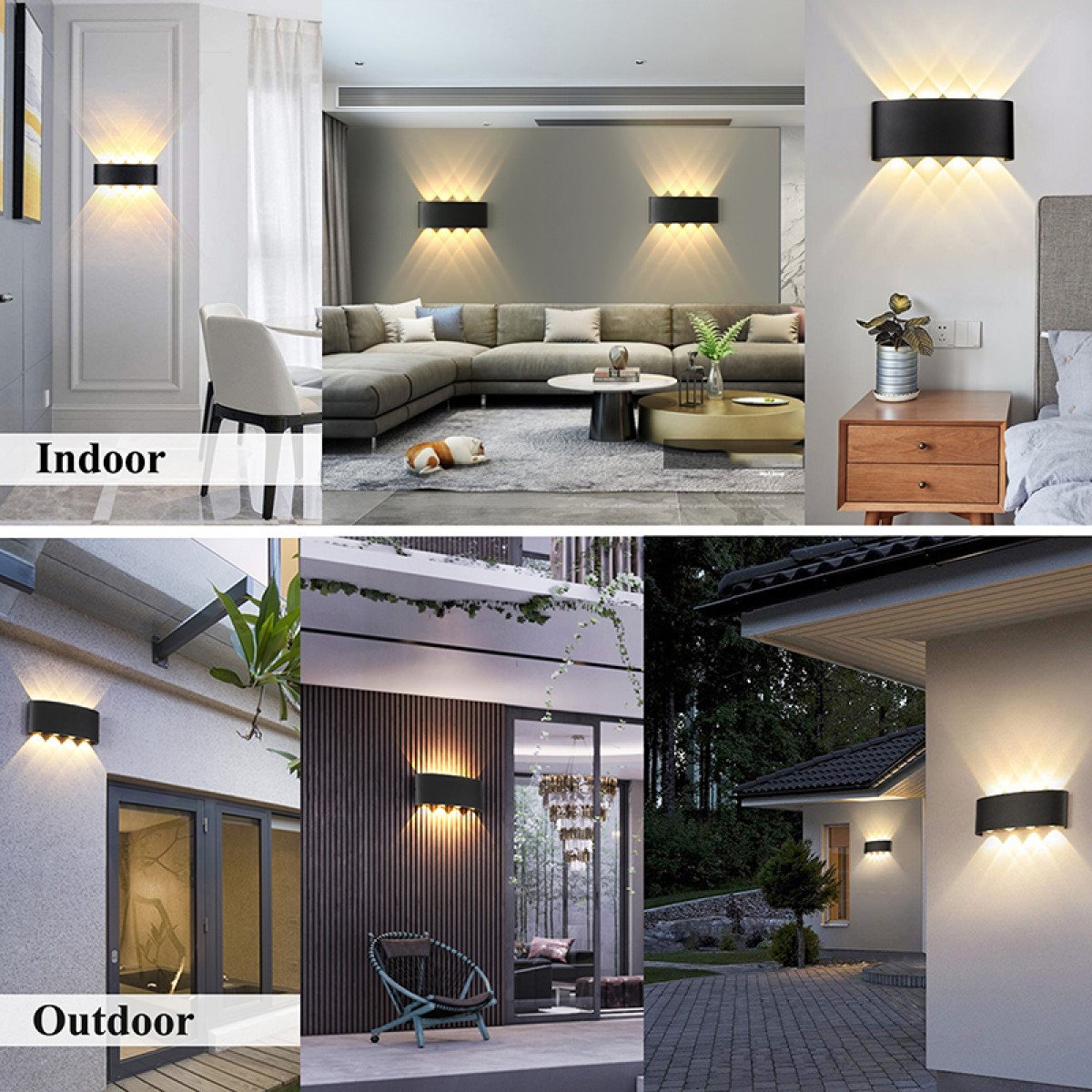 APLIQUE 8 FOCOS LED EXTERIORES PARED LUZ CALIDA LAU - 7