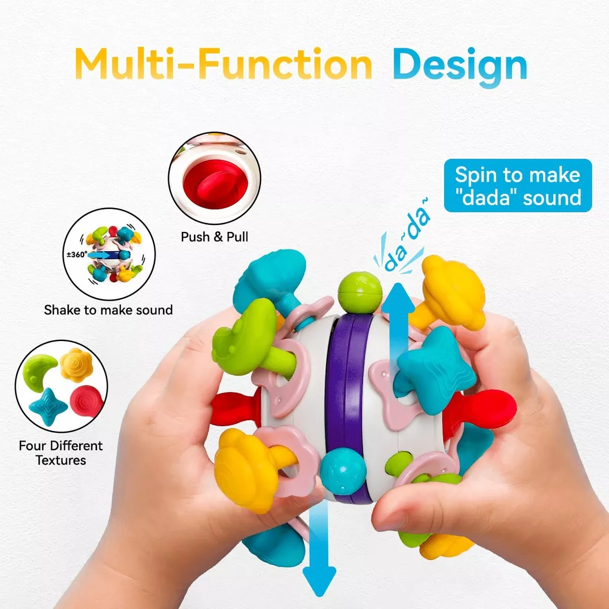 JUGUETE DENTICION MULTISENSORIAL GATEO AGARRE BEBE LAU - 2