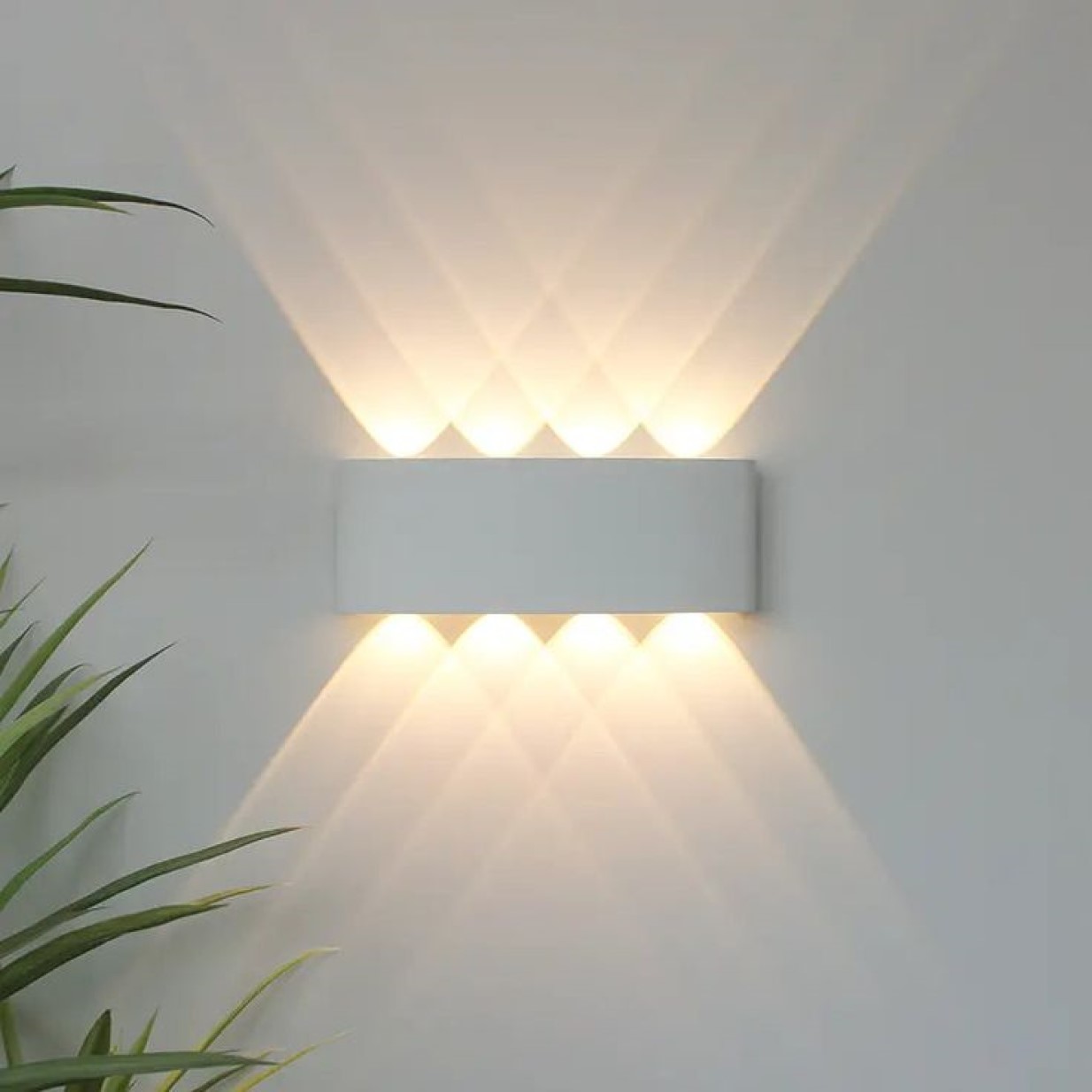 APLIQUE 8 FOCOS BLANCO LED EXTERIORES PARED LUZ CALIDA LAU - 2