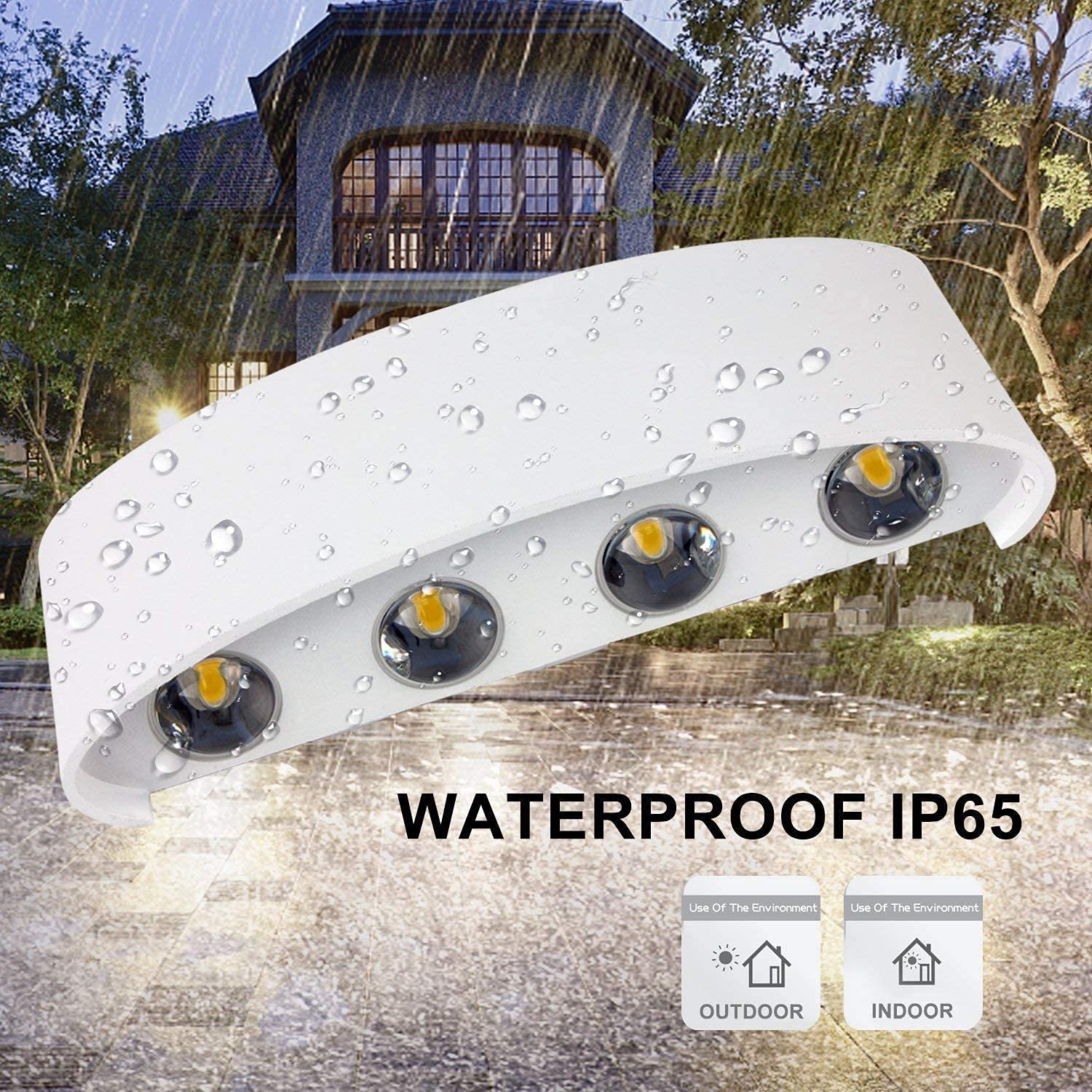 APLIQUE 8 FOCOS BLANCO LED EXTERIORES PARED LUZ CALIDA LAU - 6