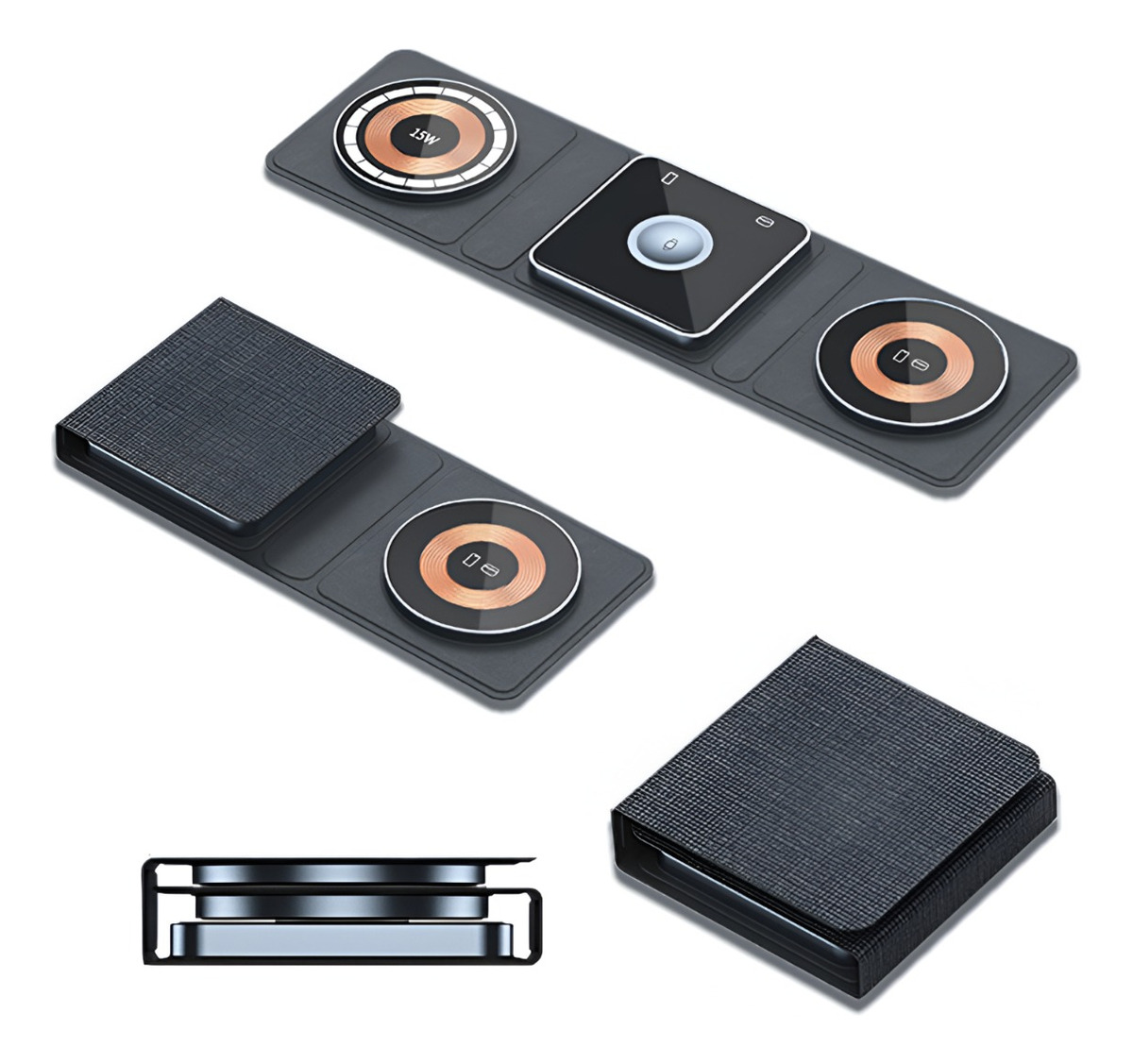 CARGADOR INALÁMBRICO PLEGABLE VIAJE PORTÁTIL 3EN1 MAGNÉTICO - 2