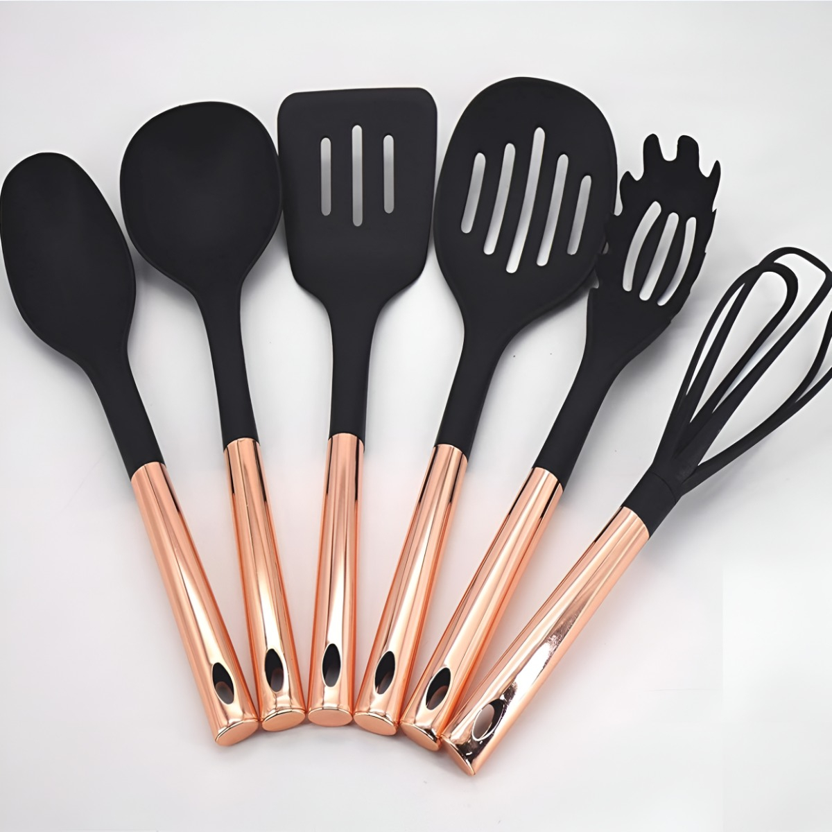 SET 7 PIEZAS UTENSILIOS COCINA ACERO INOXIDABLE ORO ROSA - 9
