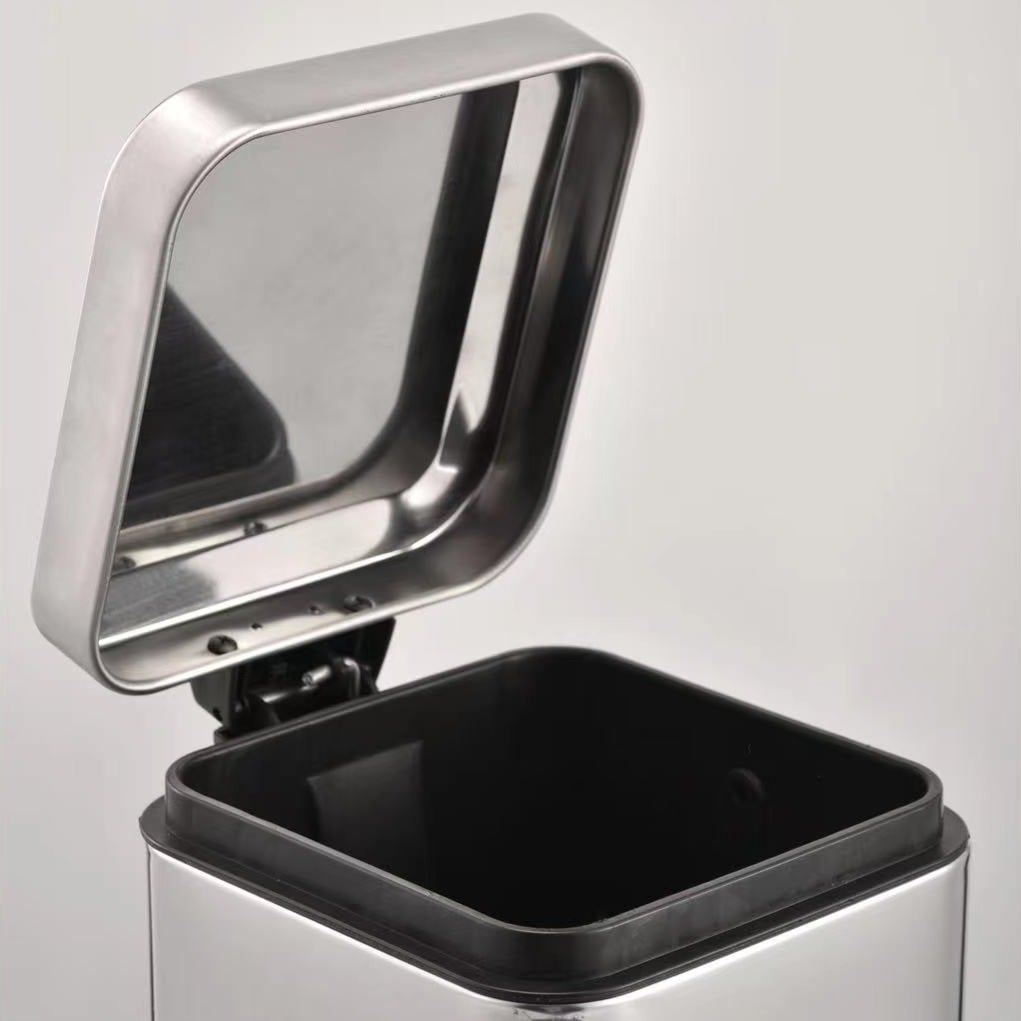 BASURERO PAPELERO ACERO INOXIDABLE PEDAL TAPA RECTANGULAR - 3