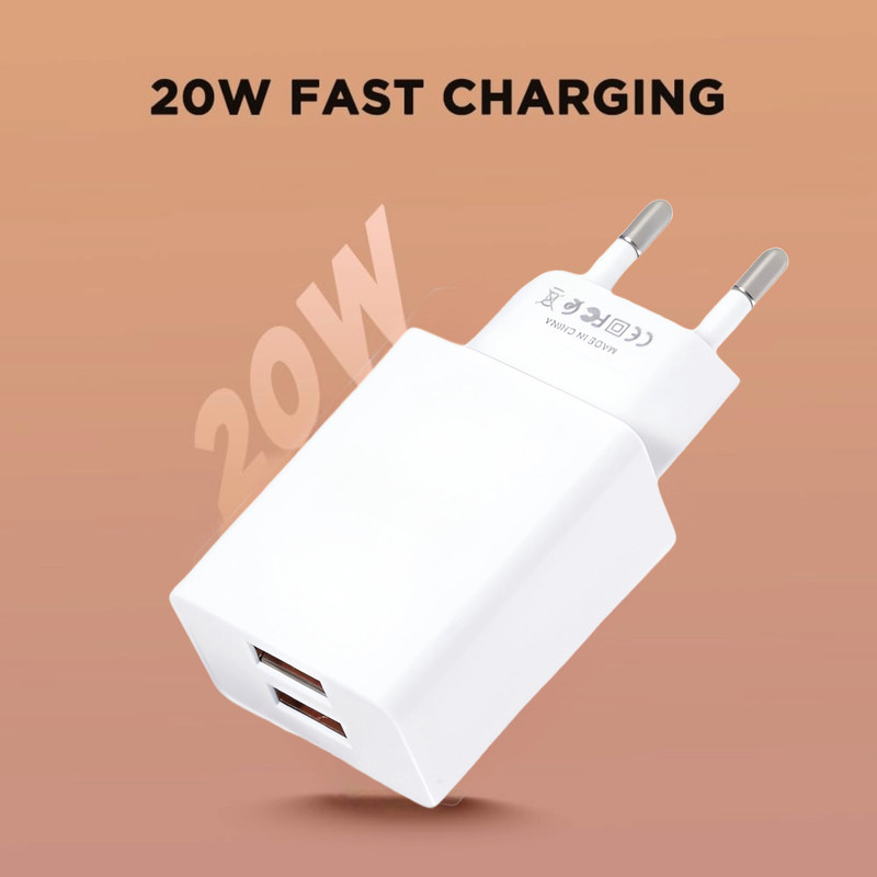SET 3 CARGADOR ADAPTADOR X2 USB 20 W CARGA RAPIDA LAU - 5