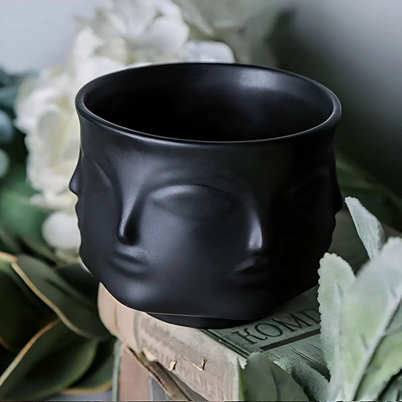 MACETA PLANTAS CACTUS CERAMICA FORMA CARA DECORATIVO LAU - 4