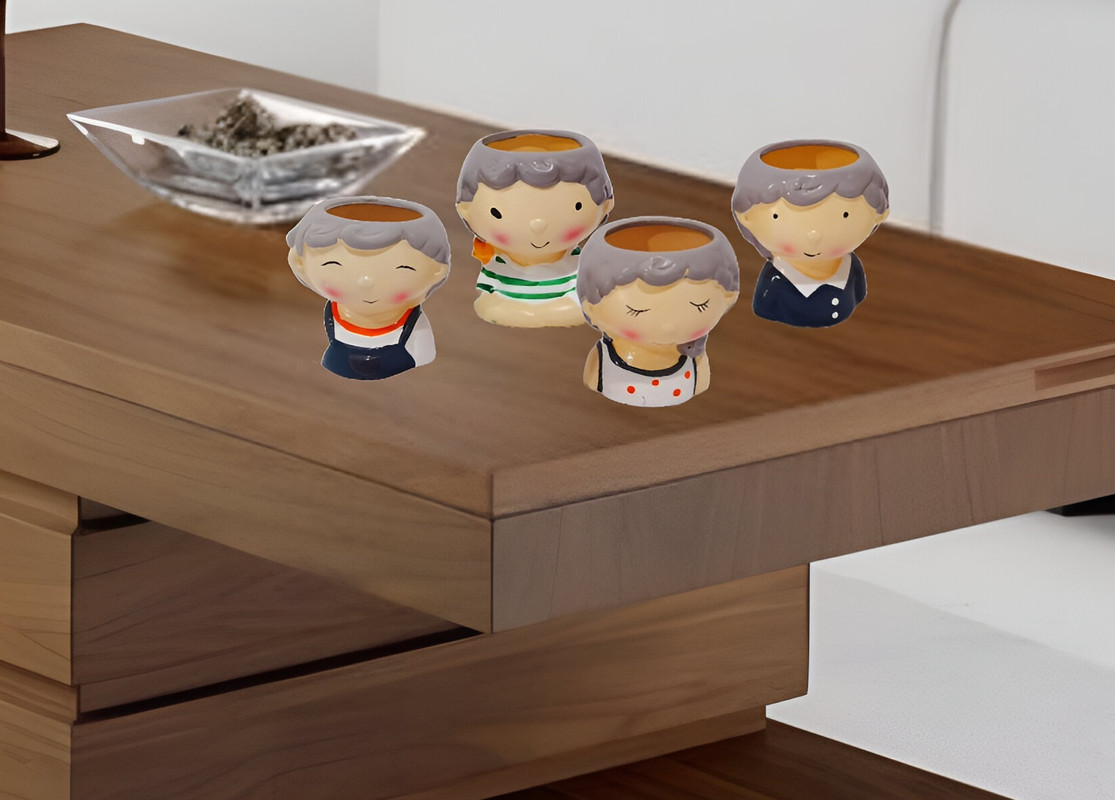 SET 3 MACETAS FORMA CABEZA NIÑOS DIBUJOS JARDINERA HOGAR LAU - 7