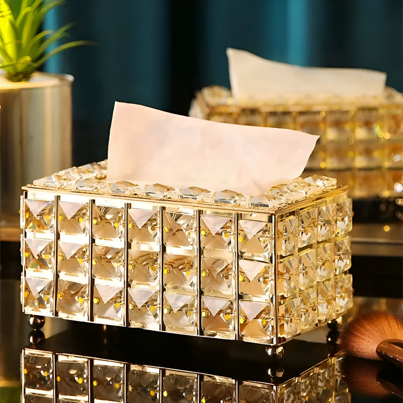 CAJA COFRE CRISTAL SOPORTE PAÑUELOS RECTANGULAR HOGAR LAU - 6