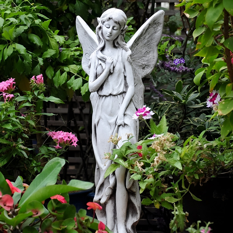 ESTATUA ESCULTURAL ANGEL JARDIN DECORACION ADORNO LAU - 4