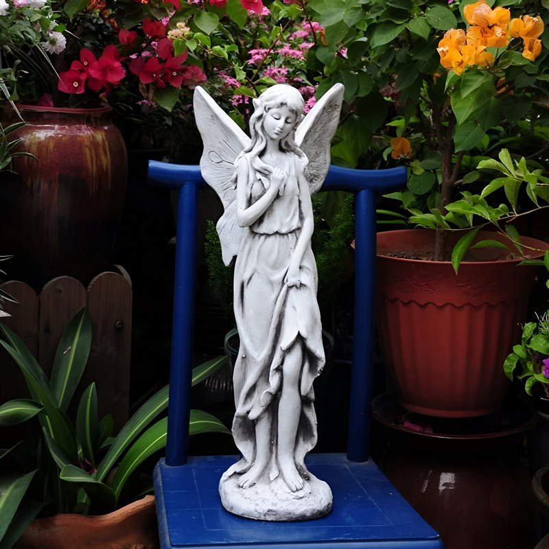 ESTATUA ESCULTURAL ANGEL JARDIN DECORACION ADORNO LAU - 5