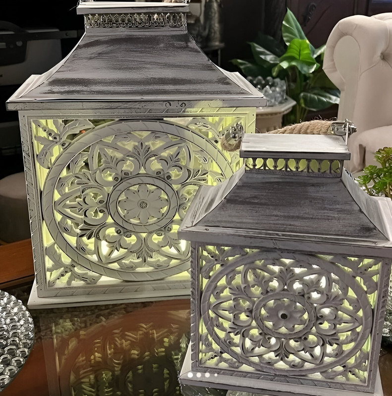SET PORTAVELAS VINTAGE DECORATIVO FAROLES VELAS EXTERIOR LAU - 2