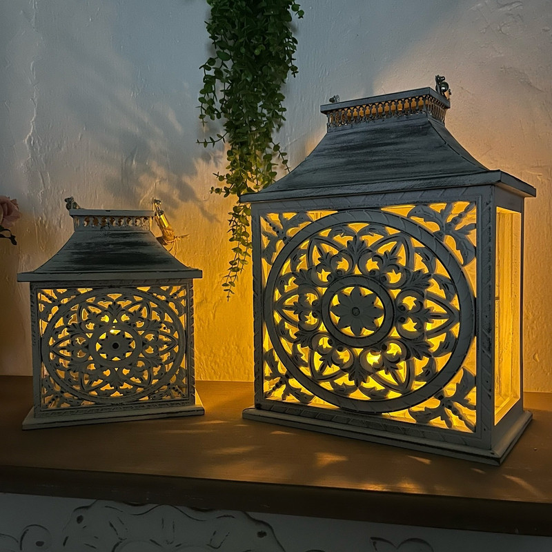 SET PORTAVELAS VINTAGE DECORATIVO FAROLES VELAS EXTERIOR LAU - 5