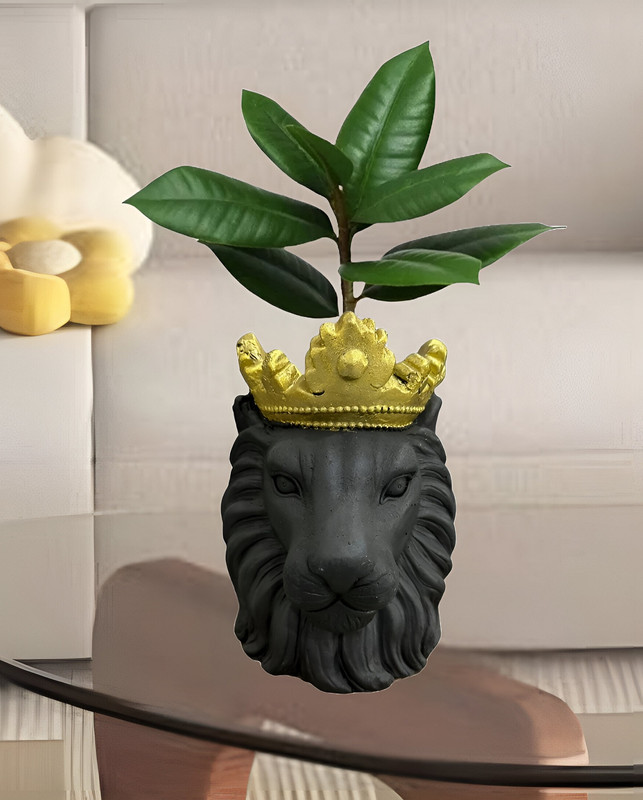 MACETA FORMA CARA LEON CESPED JARDIN PLANTAS HOGAR LAU - 5