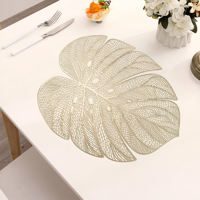 SET 8 INDIVIDUALES BLIZ MANTEL HOJA HUECA COMEDOR COCINA LAU - 6