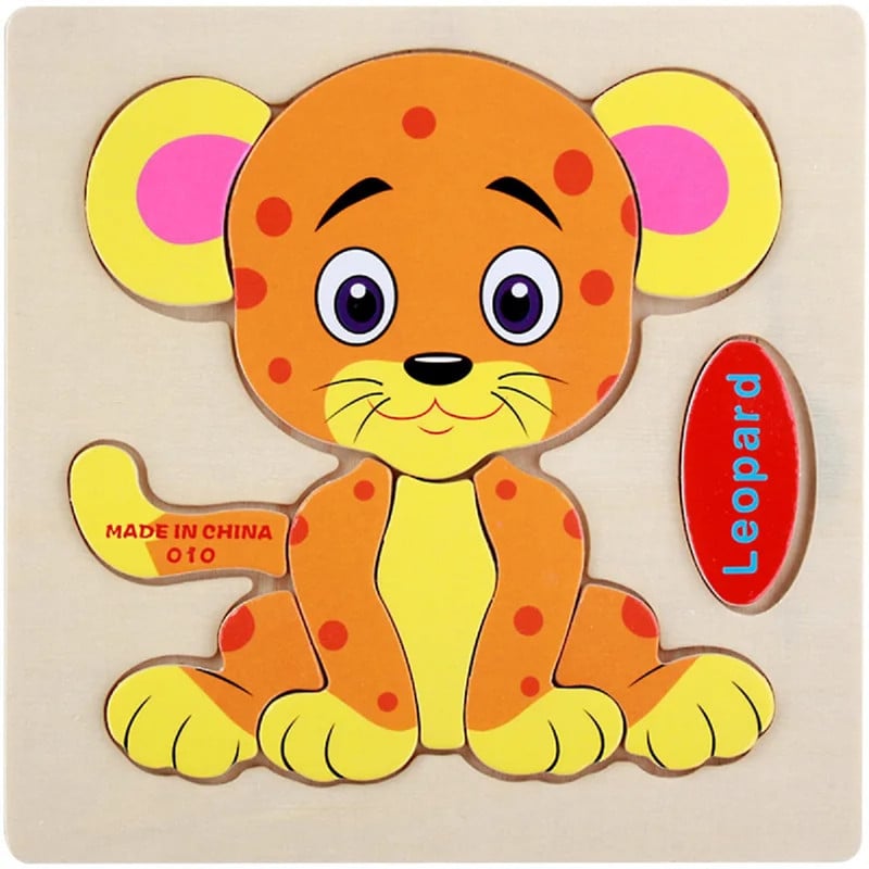 SET 12 PIEZAS ZZKKO MULTICOLOR ROMPECABEZAS MADERA ANIMAL DIBUJOS NIÑOS LAU - 4