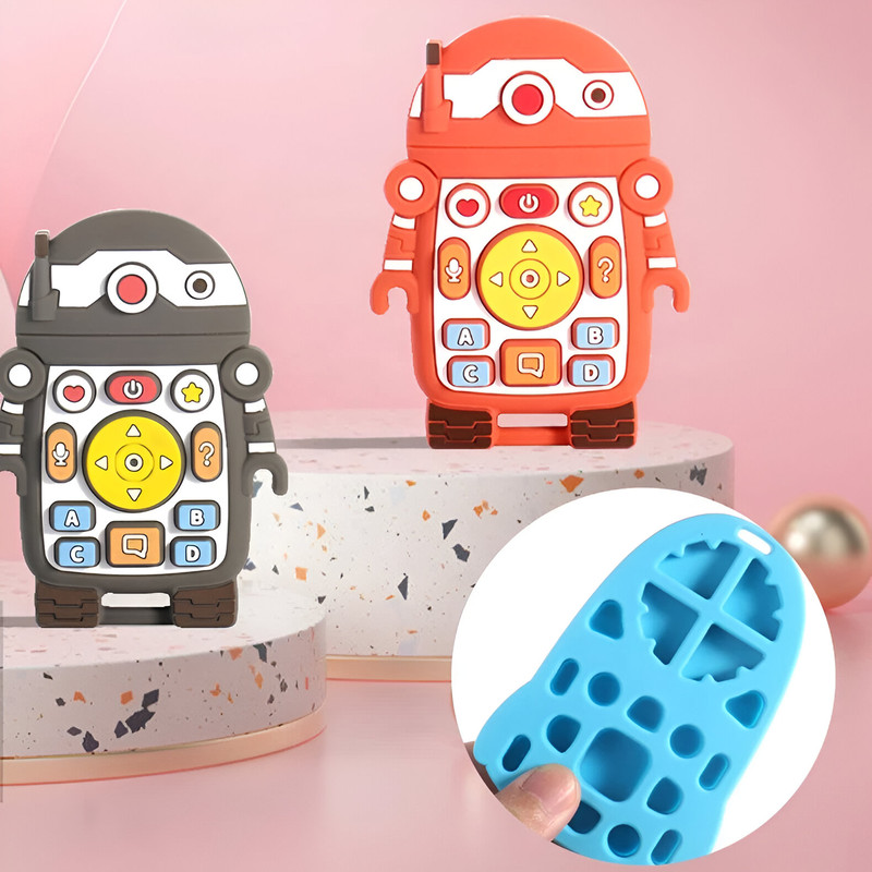 SET ZZKKO 3 MORDEDOR MASTICABLE SILICONA ROBOT BEBÉS DENTICIÓN LAU MULTICOLOR - 1