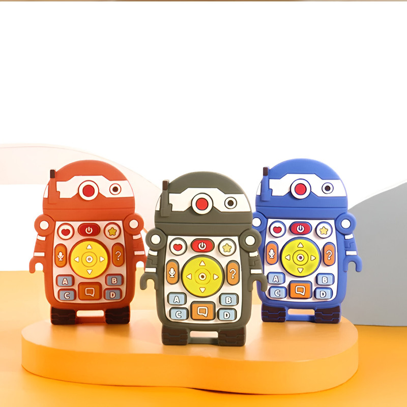 SET ZZKKO 3 MORDEDOR MASTICABLE SILICONA ROBOT BEBÉS DENTICIÓN LAU MULTICOLOR - 4