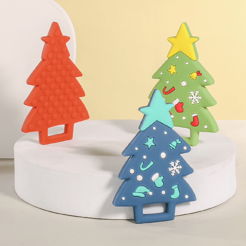 SET ZZKKO 3 MORDEDOR SILICONA SUAVE BEBÉS ARBOL NAVIDEÑO LAU MULTICOLOR - 2