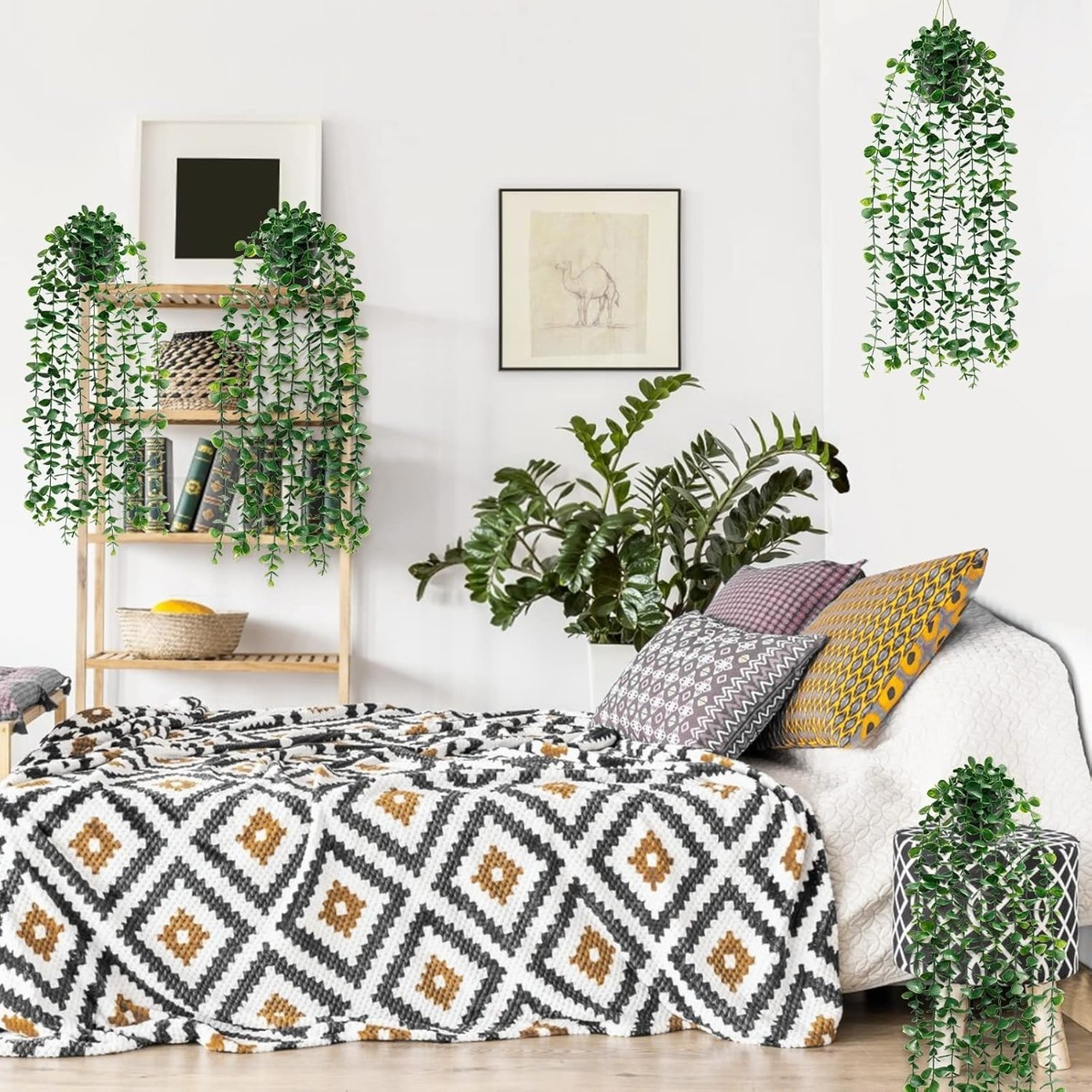 SET DE 2 PLANTA ARTIFICIAL MACETA COLGANTE VERDE PARED JHN - 4