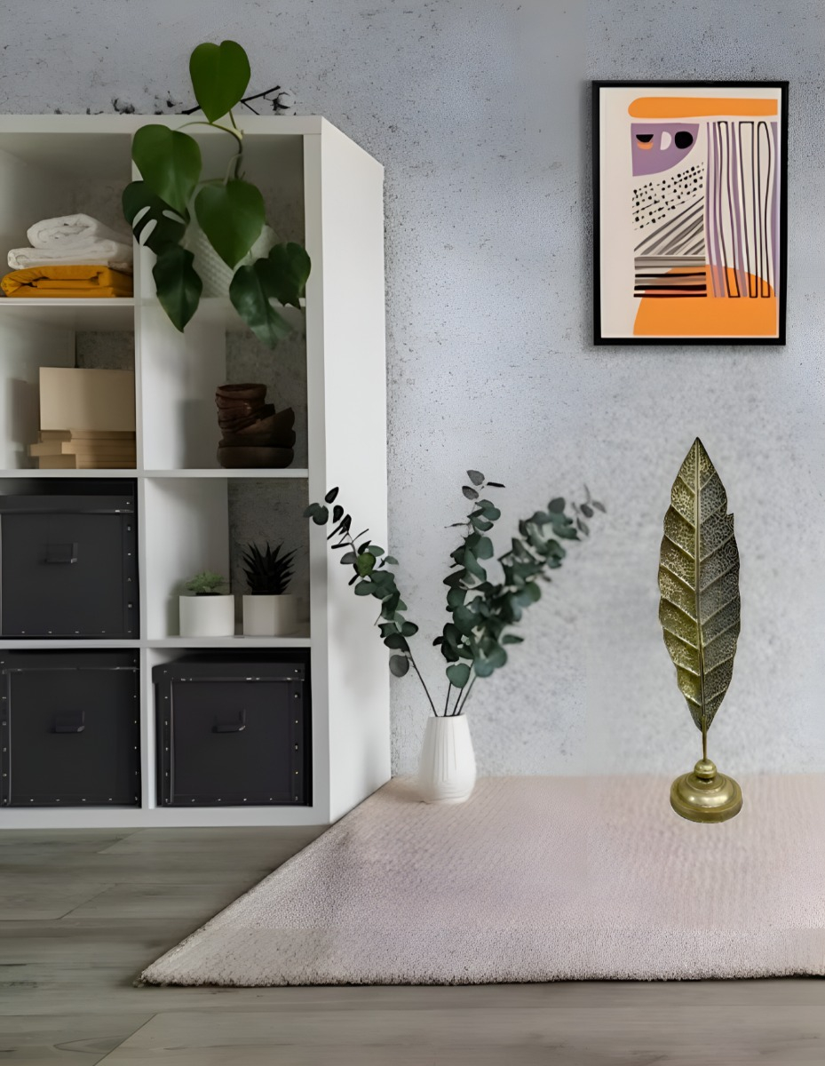 ESCULTURA PLUMA HOJA MINIMALISTA METAL MODERNO 114CM JHN - 6