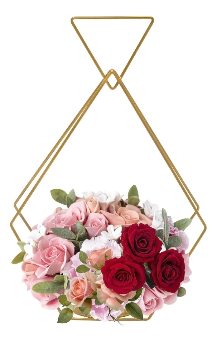 CANDELERO CENTRO MESA HIERRO DORADO DECORACIÓN FLORAL JHN - 3