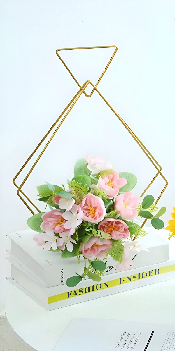 CANDELERO CENTRO MESA HIERRO DORADO DECORACIÓN FLORAL JHN - 5