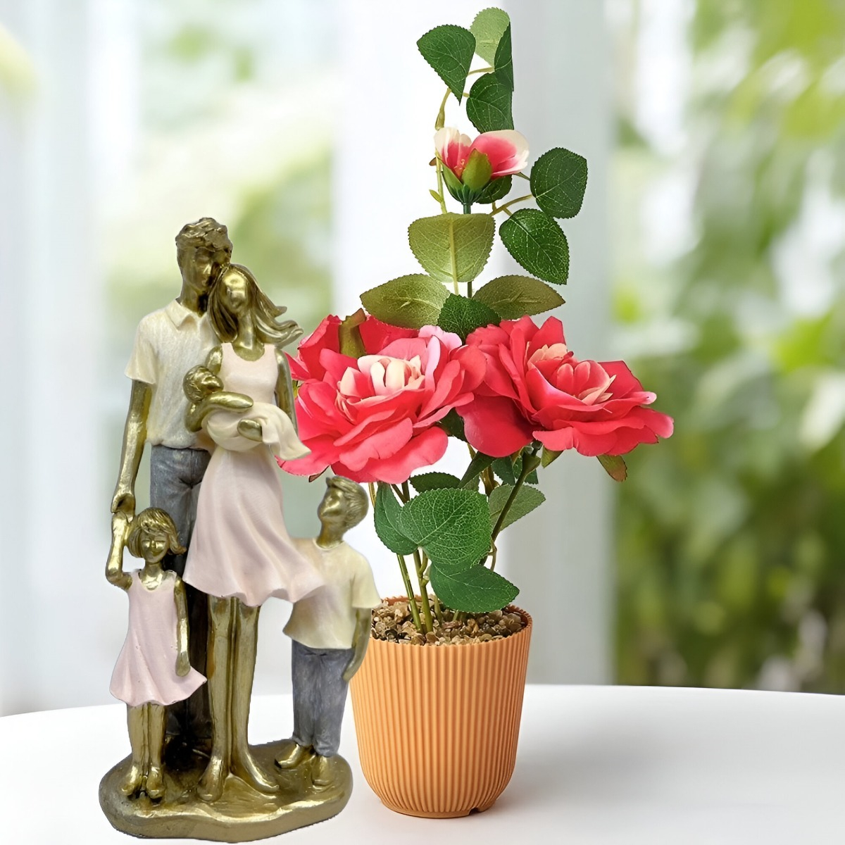 ESTATUA FAMILIA PIE ESCULTURA AMOR DECORACIÓN RECUERDO JHN - 3