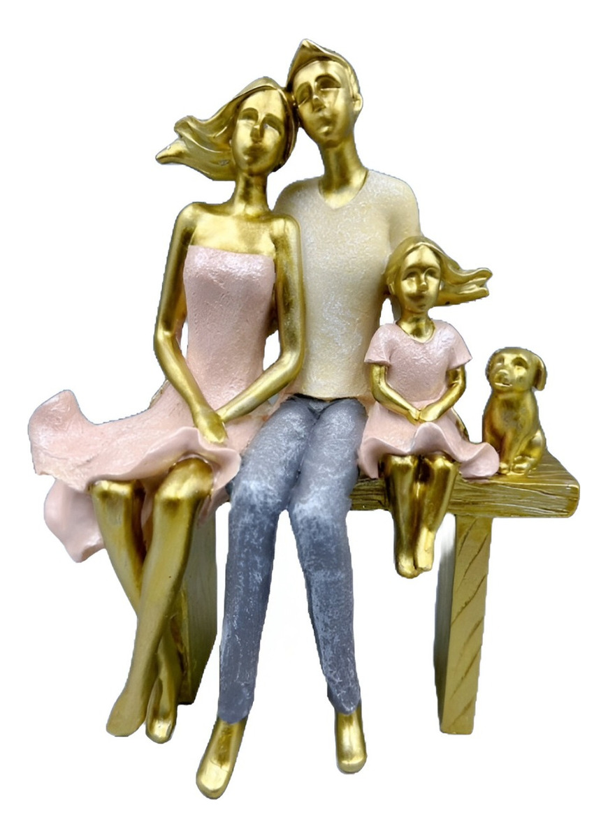 ESTATUA FAMILIA SENTADA DECORACIÓN ESCULTURA AMOR JHN - 1