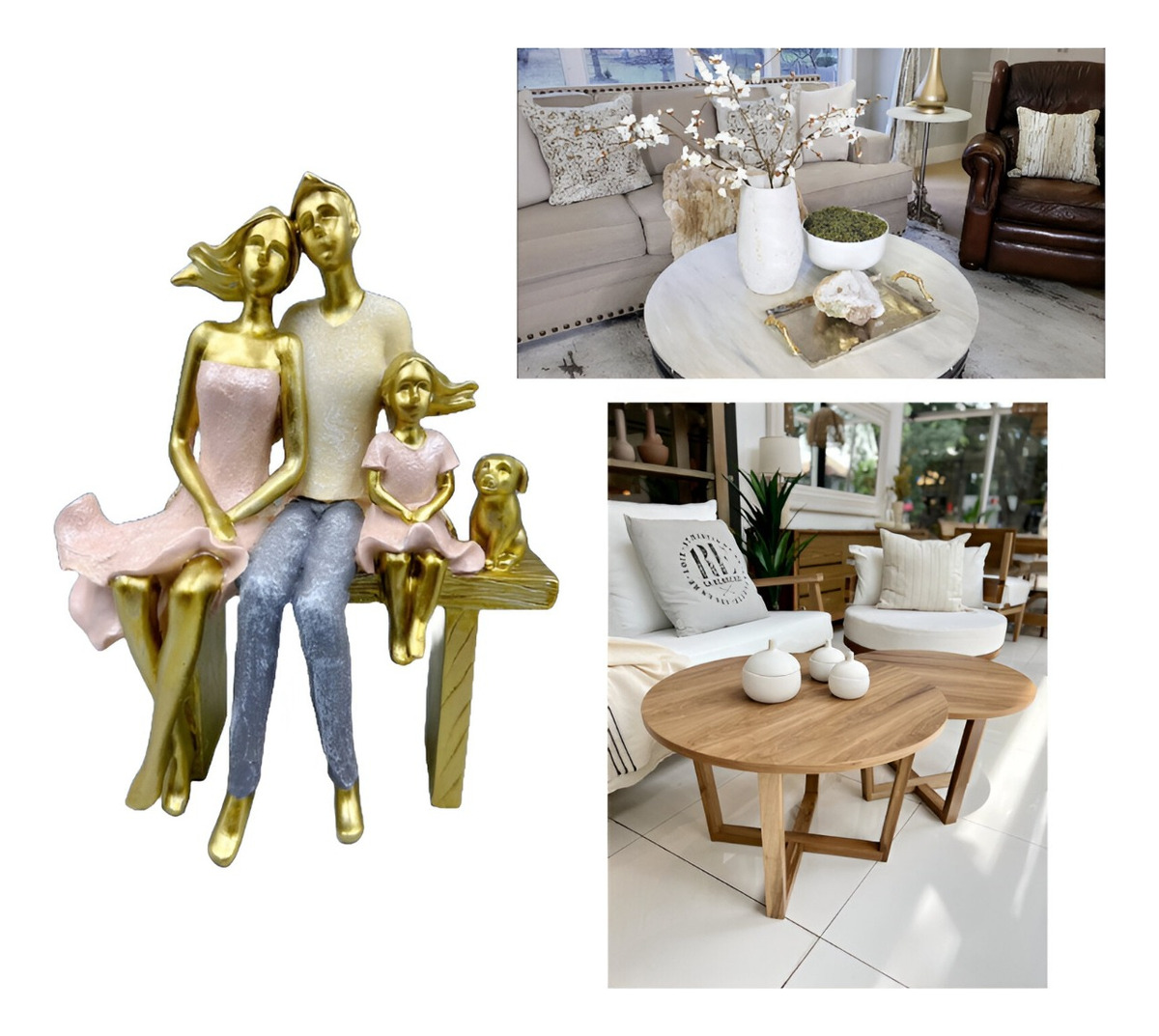 ESTATUA FAMILIA SENTADA DECORACIÓN ESCULTURA AMOR JHN - 2