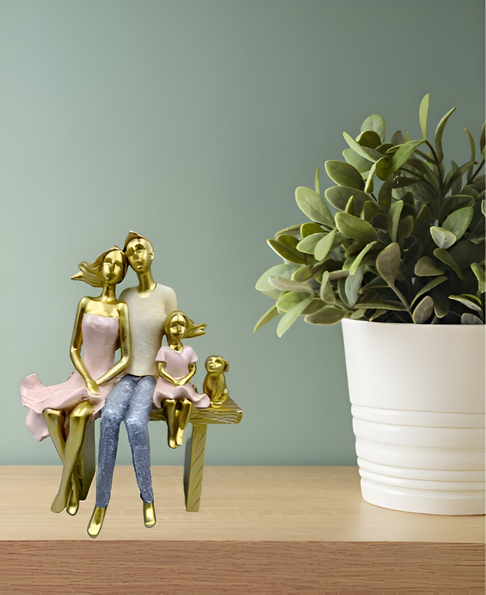 ESTATUA FAMILIA SENTADA DECORACIÓN ESCULTURA AMOR JHN - 4