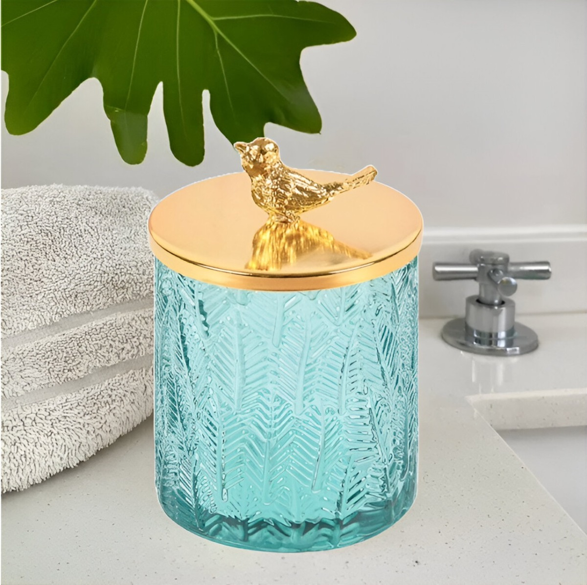 TARRO ALMACENAMIENTO DECORATIVO CRISTAL RELIEVE TAPA JHN - 3