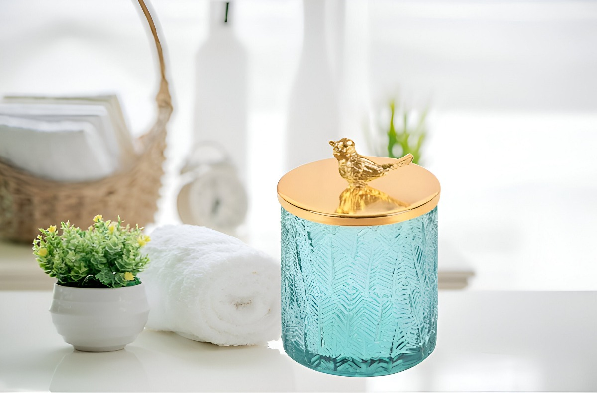 TARRO ALMACENAMIENTO DECORATIVO CRISTAL RELIEVE TAPA JHN - 4