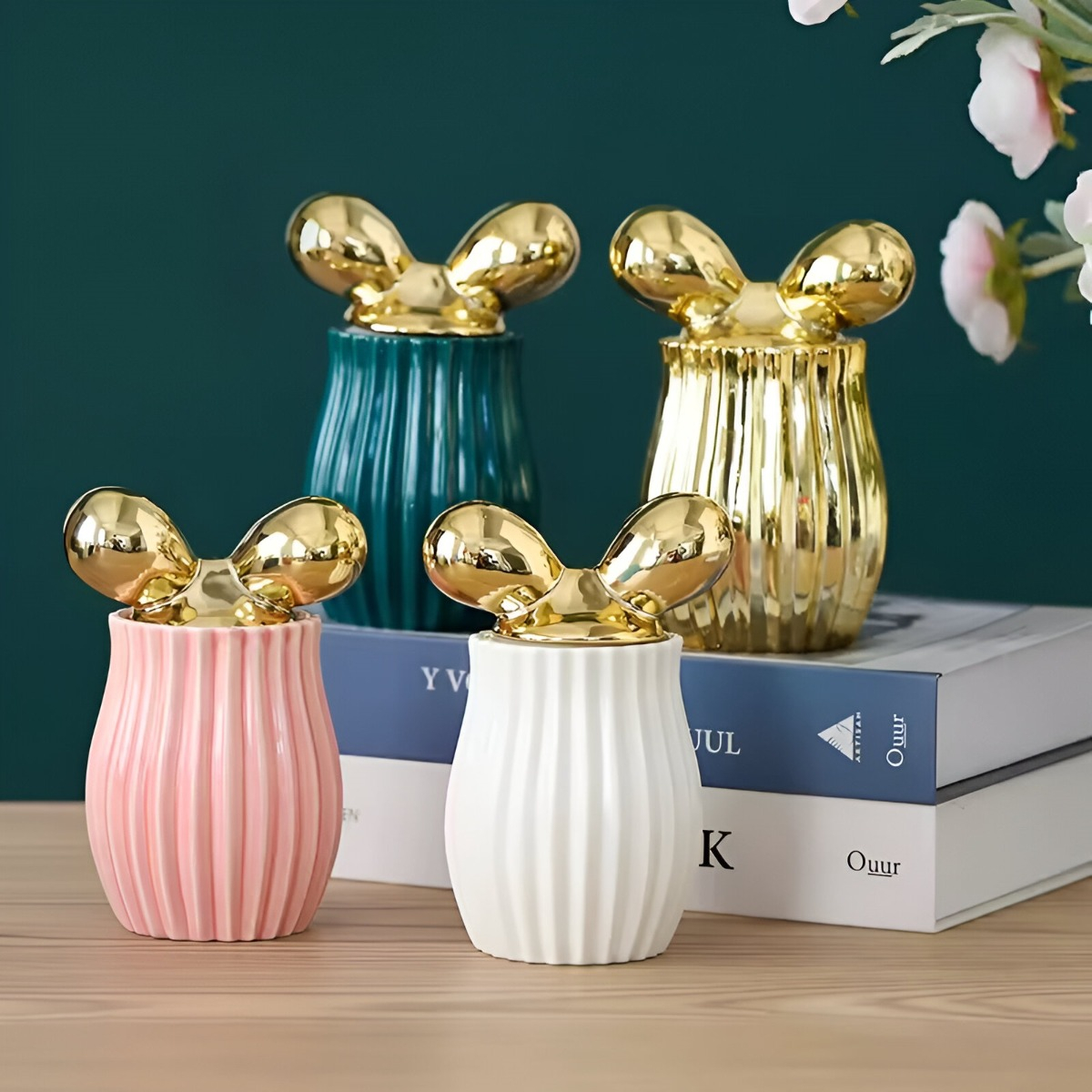 TARRO ALMACENAMIENTO CERÁMICA DECORACIÓN MODERNA JHN - 6