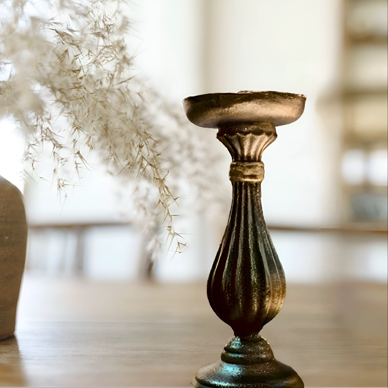 CANDELABRO ROMANO PEDESTAL PILAR DECORATIVO BRONCE 28CM JHN - 6