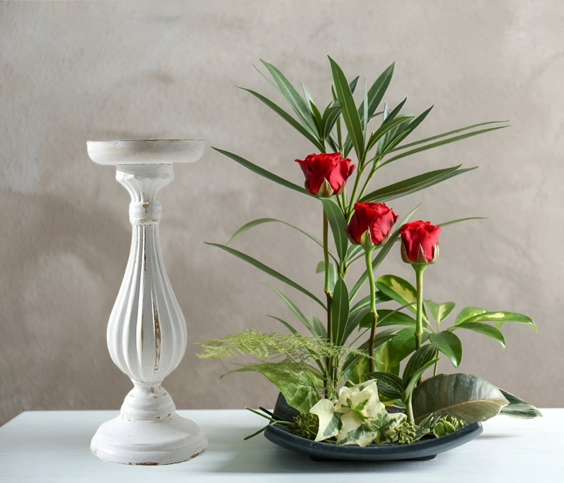 CANDELABRO BLANCO ROMANO DECORATIVO PEDESTAL PILAR 28CM JHN - 4