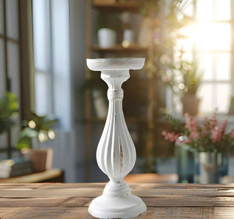 CANDELABRO BLANCO ROMANO DECORATIVO PEDESTAL PILAR 28CM JHN - 5
