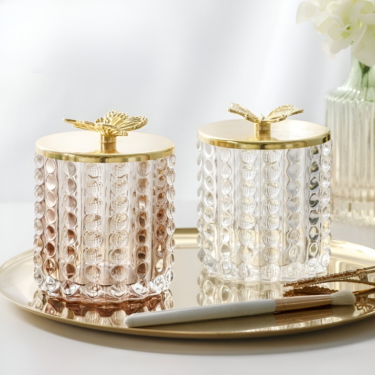 TARRO ALMACENAMIENTO DECORATIVO CRISTAL VIDRIO TAPA JHN - 6