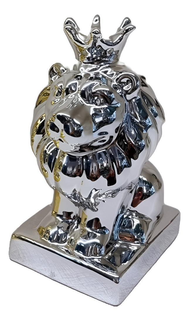 SET DE 2 ESTATUA LEÓN RESINA COMPACTO DECORATIVA JHN - 1