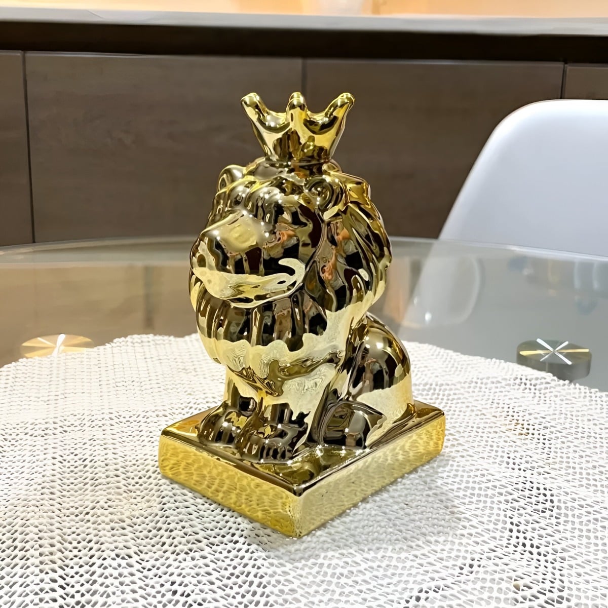 SET DE 2 ESTATUA LEÓN RESINA COMPACTO DECORATIVA JHN - 2