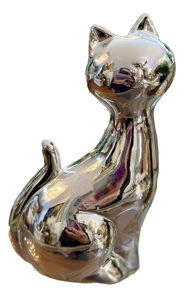 SET DE 2 ESTATUAS GATOS ADORNO MINIMALISTA DECORACIÓN JHN - 2