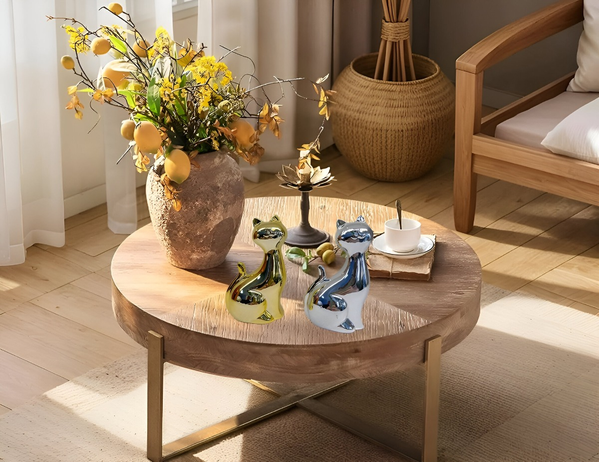 SET DE 2 ESTATUAS GATOS ADORNO MINIMALISTA DECORACIÓN JHN - 8