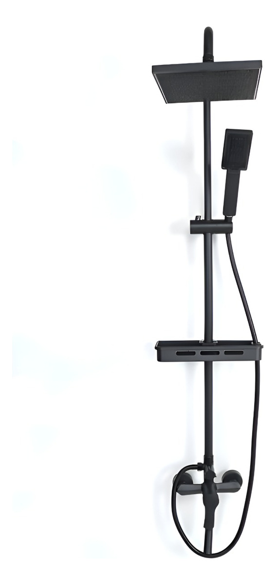 DUCHA COLUMNA MODERNA CUADRADO NEGRO MATE 3 FUNCIONES JHN - 4
