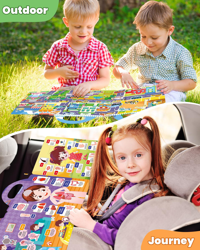 SET 3 JUEGO LIBRO PEGATINAS AUTOS CAMIONES NIÑOS LAU - 4