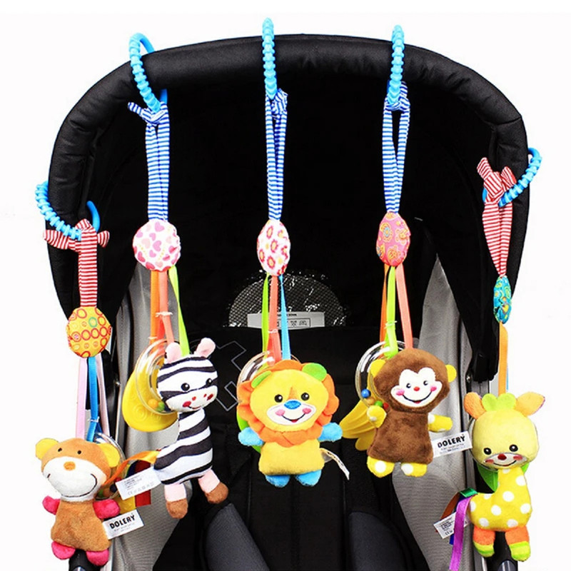 SET BFT 2 SONAJEROS PELUCHE COLGANTE COCHE CUNA SUAVE BEBÉS LAU MULTICOLOR - 2
